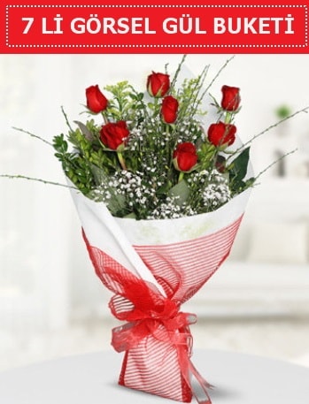 7 adet kırmızı gül buketi Aşk budur  Adıyaman çiçek satışı 